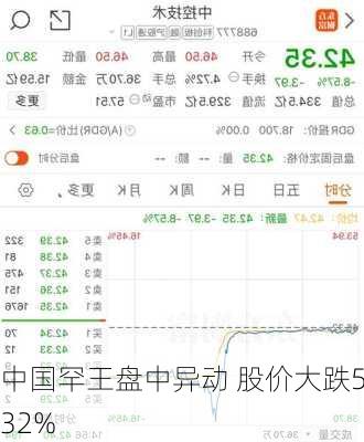 中国罕王盘中异动 股价大跌5.32%