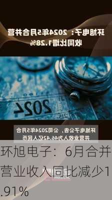 环旭电子：6月合并营业收入同比减少1.91%