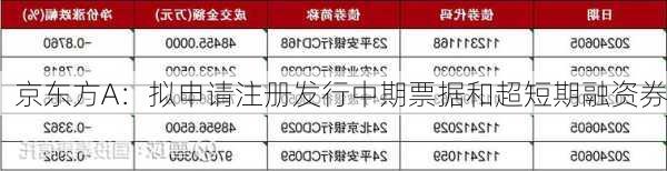 京东方A：拟申请注册发行中期票据和超短期融资券