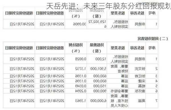 天岳先进：未来三年股东分红回报规划