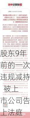 股东9年前的一次违规减持  被上市公司告上法庭