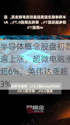 半导体概念股盘初普遍上涨，超微电脑涨超6%，英伟达涨超3%