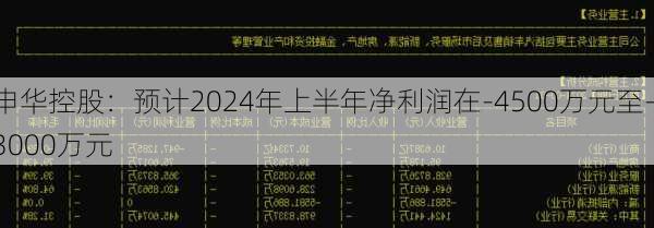 申华控股：预计2024年上半年净利润在-4500万元至-3000万元