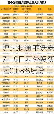 沪深股通|菲沃泰7月9日获外资买入0.08%股份