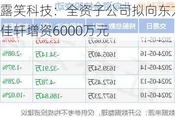 露笑科技：全资子公司拟向东方佳轩增资6000万元