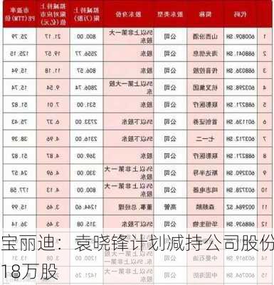 宝丽迪：袁晓锋计划减持公司股份18万股