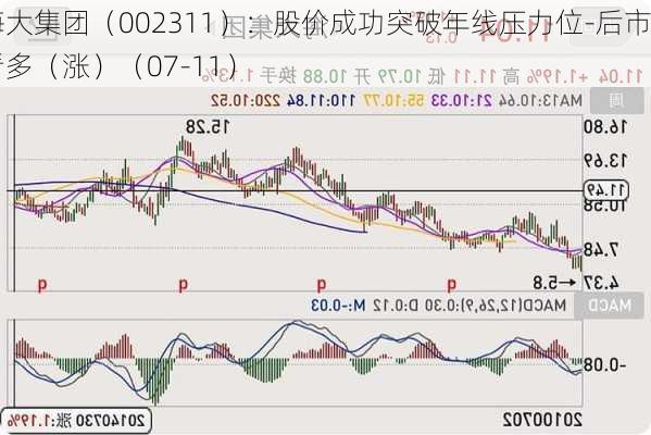 海大集团（002311）：股价成功突破年线压力位-后市看多（涨）（07-11）