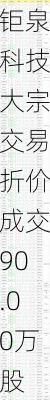 钜泉科技大宗交易折价成交90.00万股