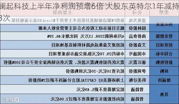 澜起科技上半年净利润预增6倍 大股东英特尔1年减持3次