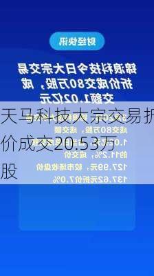 天马科技大宗交易折价成交20.53万股