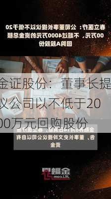 金证股份：董事长提议公司以不低于2000万元回购股份