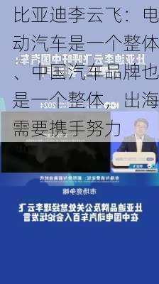 比亚迪李云飞：电动汽车是一个整体、中国汽车品牌也是一个整体，出海需要携手努力