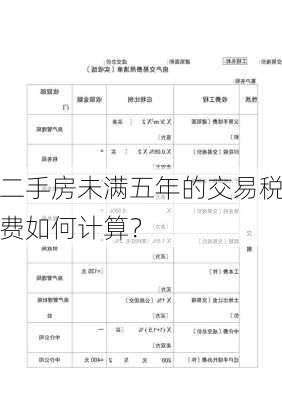 二手房未满五年的交易税费如何计算？