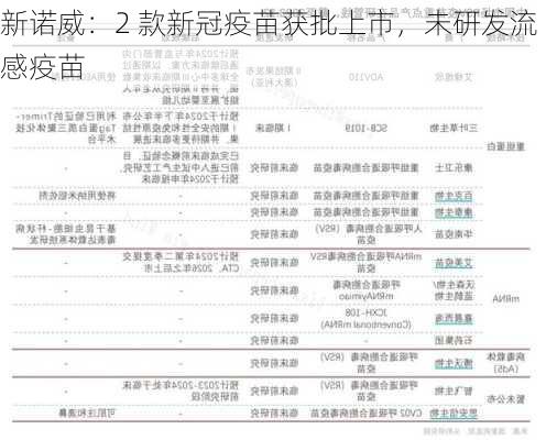 新诺威：2 款新冠疫苗获批上市，未研发流感疫苗