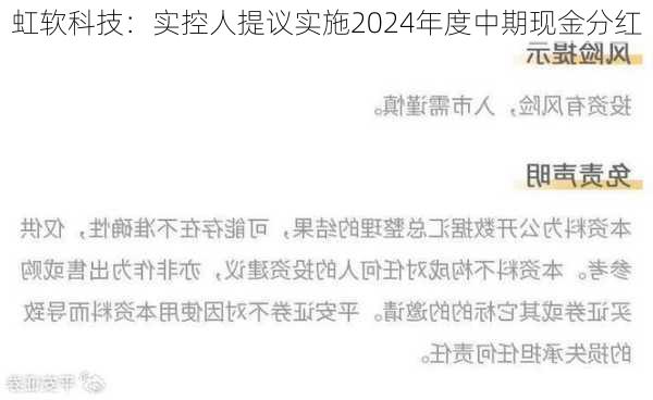 虹软科技：实控人提议实施2024年度中期现金分红