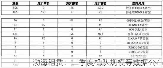 渤海租赁：二季度机队规模等数据公布