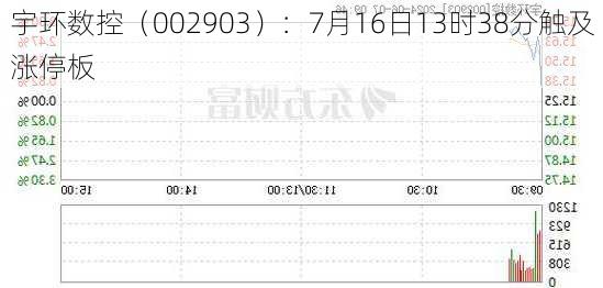 宇环数控（002903）：7月16日13时38分触及涨停板