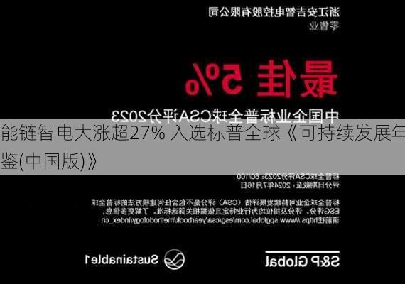 能链智电大涨超27% 入选标普全球《可持续发展年鉴(中国版)》