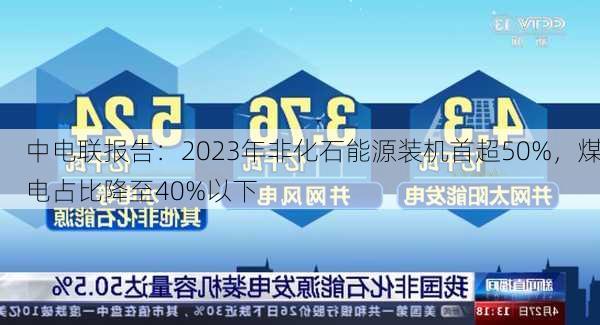 中电联报告：2023年非化石能源装机首超50%，煤电占比降至40%以下