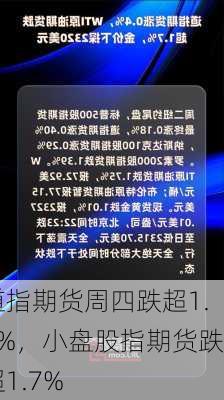 道指期货周四跌超1.2%，小盘股指期货跌超1.7%