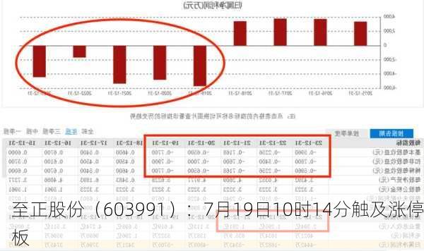 至正股份（603991）：7月19日10时14分触及涨停板