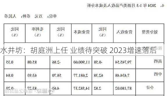 水井坊：胡庭洲上任 业绩待突破 2023增速落后