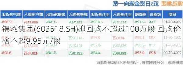 锦泓集团(603518.SH)拟回购不超过100万股 回购价格不超9.95元/股