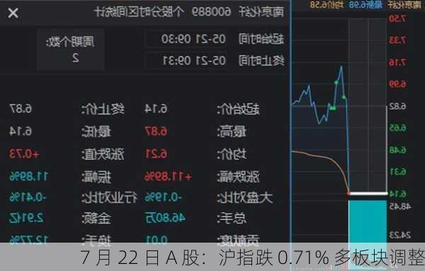 7 月 22 日 A 股：沪指跌 0.71% 多板块调整