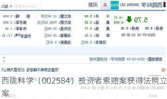 西陇科学（002584）投资者索赔案获得法院立案
