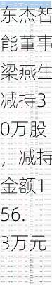 东杰智能董事梁燕生减持30万股，减持金额156.3万元