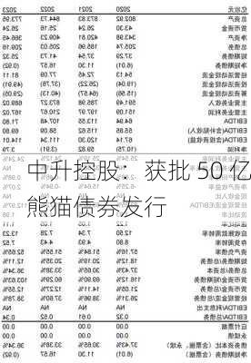 中升控股：获批 50 亿熊猫债券发行