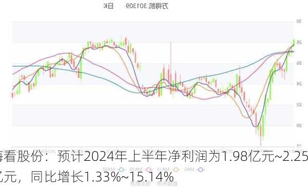 海看股份：预计2024年上半年净利润为1.98亿元~2.25亿元，同比增长1.33%~15.14%