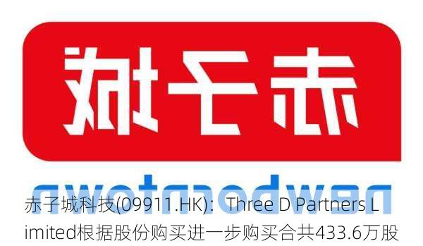 赤子城科技(09911.HK)：Three D Partners Limited根据股份购买进一步购买合共433.6万股