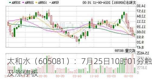 太和水（605081）：7月25日10时01分触及涨停板