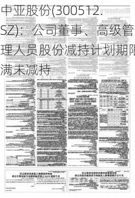 中亚股份(300512.SZ)：公司董事、高级管理人员股份减持计划期限届满未减持