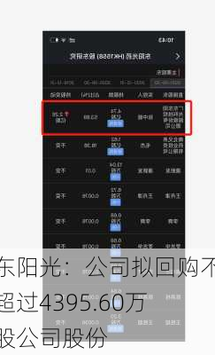 东阳光：公司拟回购不超过4395.60万股公司股份