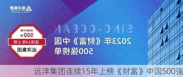 远洋集团连续15年上榜《财富》中国500强