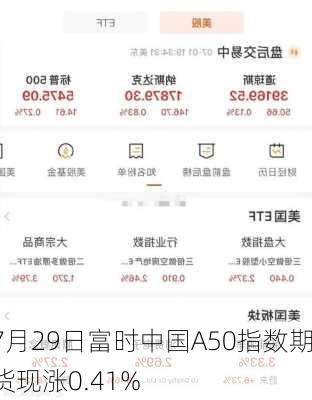 7月29日富时中国A50指数期货现涨0.41%