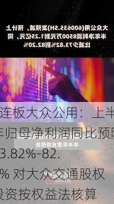 3连板大众公用：上半年归母净利润同比预降73.82%-82.2% 对大众交通股权投资按权益法核算