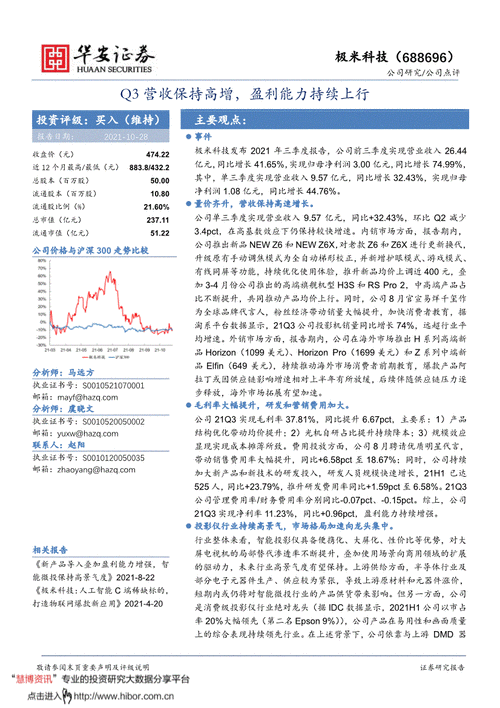 华安证券给予极米科技买入评级：收入转正控费强化，H2有望轻装上阵