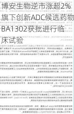 博安生物逆市涨超2% 旗下创新ADC候选药物BA1302获批进行临床试验