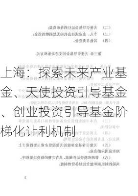 上海：探索未来产业基金、天使投资引导基金、创业投资引导基金阶梯化让利机制