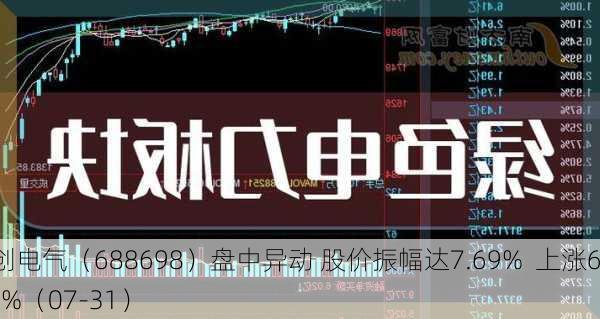 伟创电气（688698）盘中异动 股价振幅达7.69%  上涨6.86%（07-31）