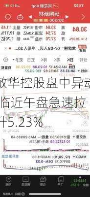 敏华控股盘中异动 临近午盘急速拉升5.23%