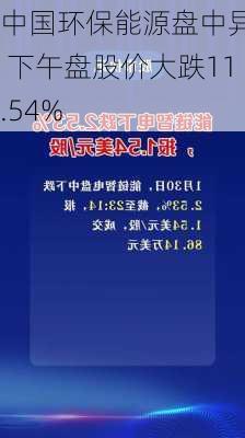 中国环保能源盘中异动 下午盘股价大跌11.54%