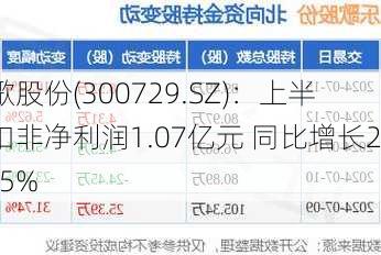 乐歌股份(300729.SZ)：上半年扣非净利润1.07亿元 同比增长29.95%