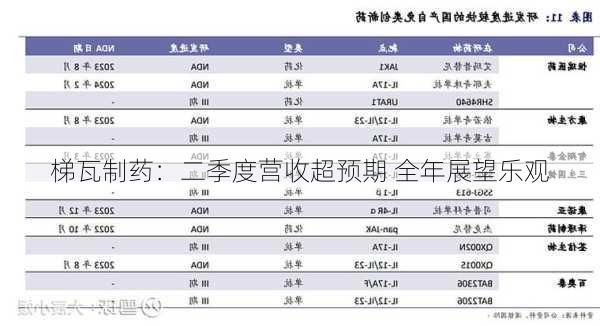 梯瓦制药：二季度营收超预期 全年展望乐观