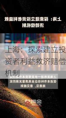 上海：探索建立投资者利益救济赔偿机制