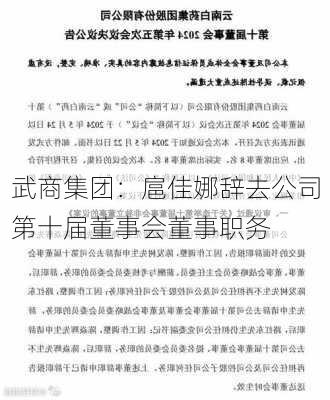 武商集团：扈佳娜辞去公司第十届董事会董事职务