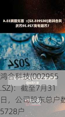 鸿合科技(002955.SZ)：截至7月31日，公司股东总户数为15728户